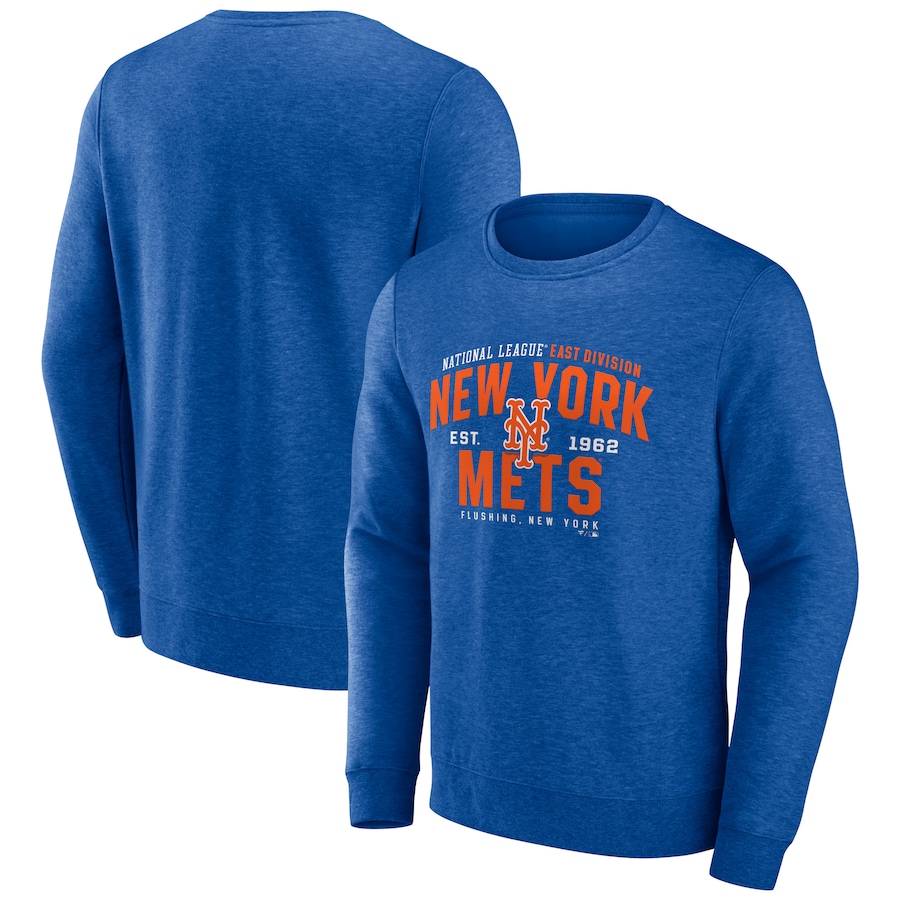 Men's New York Mets Heathered Royal Classic Move Pullover Sweatshirt Men's New York Mets Heathered Royal Classic Move Pullover Sweatshirt