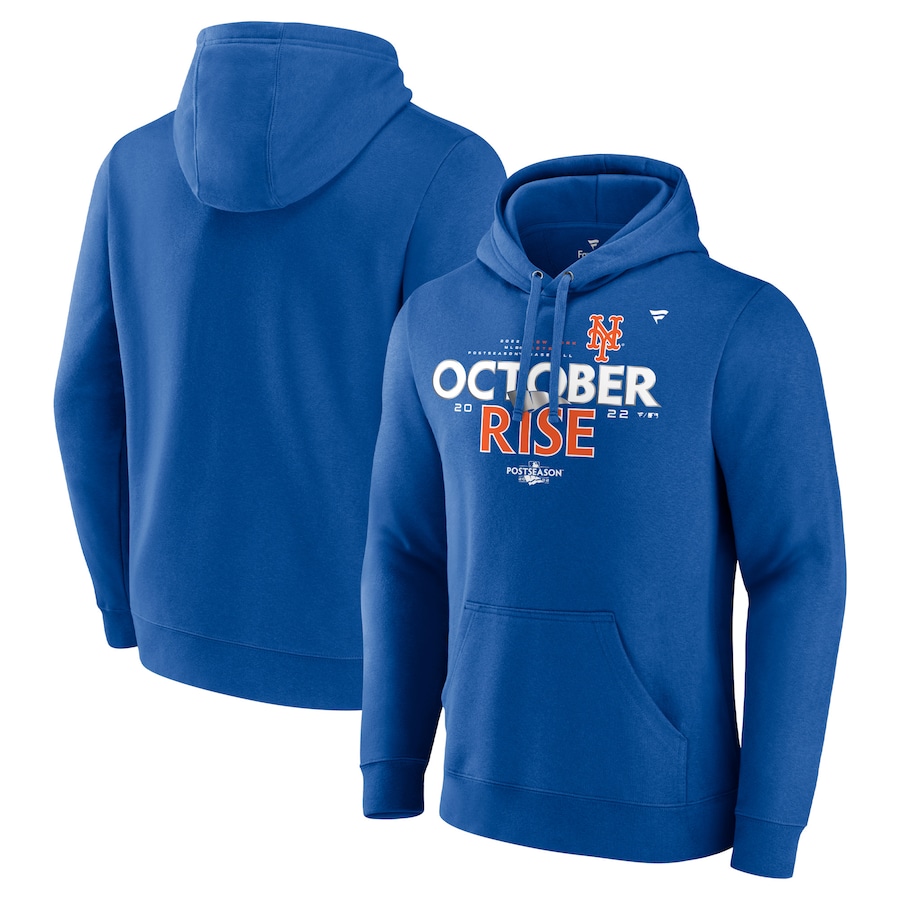 Men's New York Mets Royal 2022 Postseason Locker Room Pullover Hoodie Men's New York Mets Royal 2022 Postseason Locker Room Pullover Hoodie