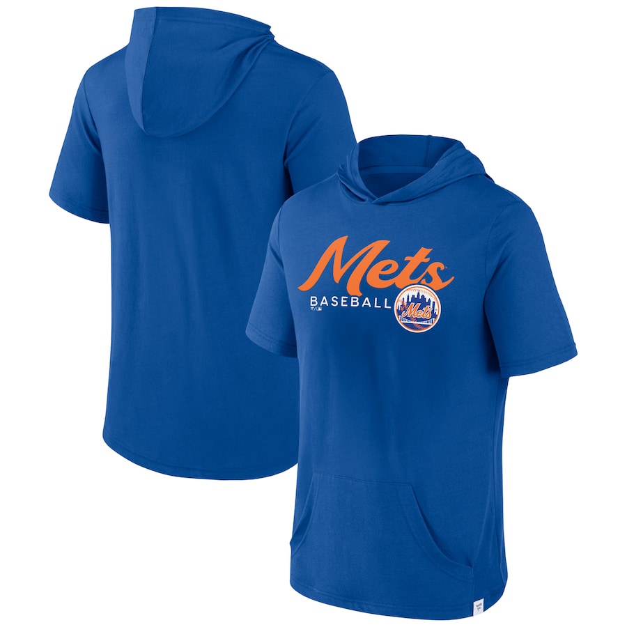 Men's New York Mets Royal Offensive Strategy Short Sleeve Pullover Hoodie Men's New York Mets Royal Offensive Strategy Short Sleeve Pullover Hoodie