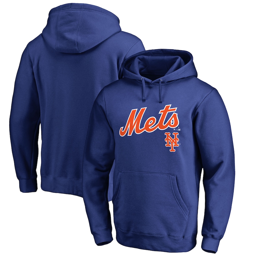 Men's New York Mets Royal Team Lockup Fitted Pullover Hoodie Men's New York Mets Royal Team Lockup Fitted Pullover Hoodie