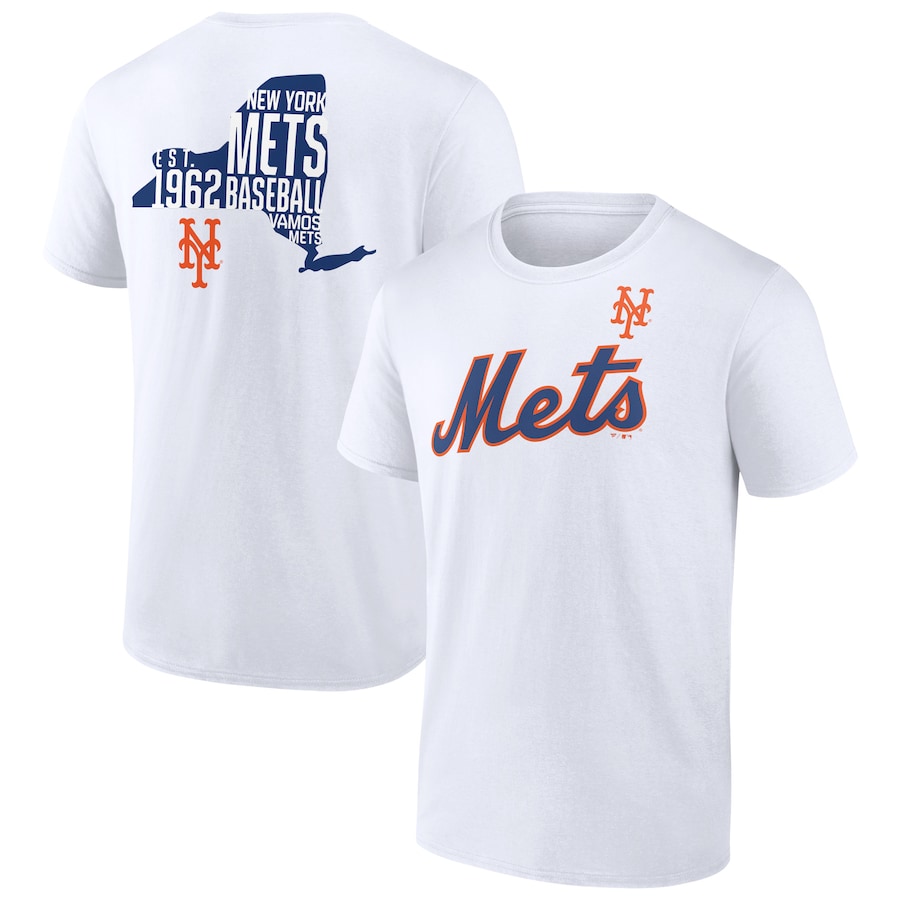 Men's New York Mets White Team Hot Shot T-Shirt Men's New York Mets White Team Hot Shot T-Shirt