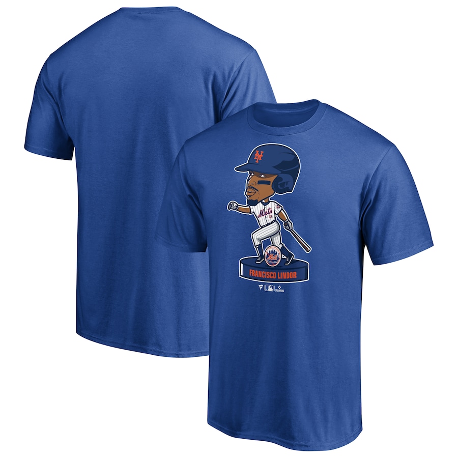 Men's New York Mets Francisco Lindor Royal Player Graphic T-Shirt Men's New York Mets Francisco Lindor Royal Player Graphic T-Shirt