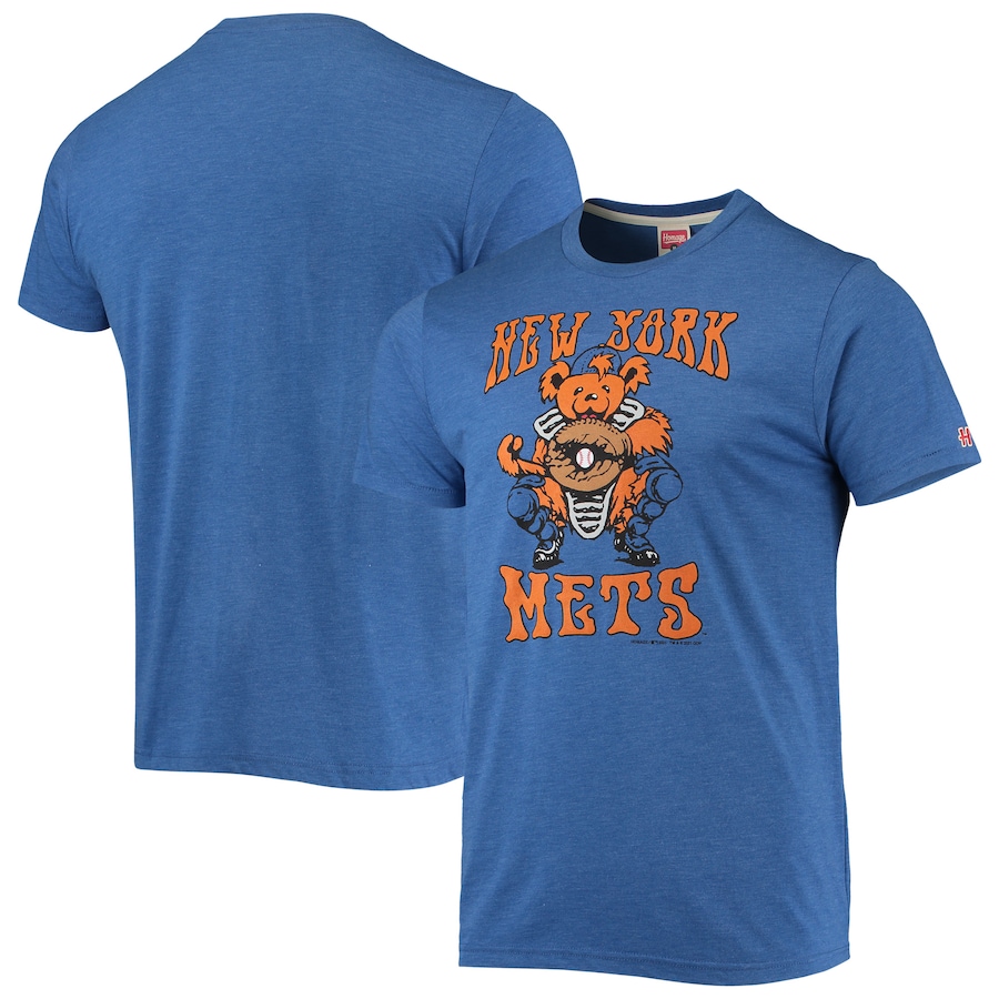 Men's New York Mets Homage Heathered Royal Grateful Dead Tri-Blend T-Shirt