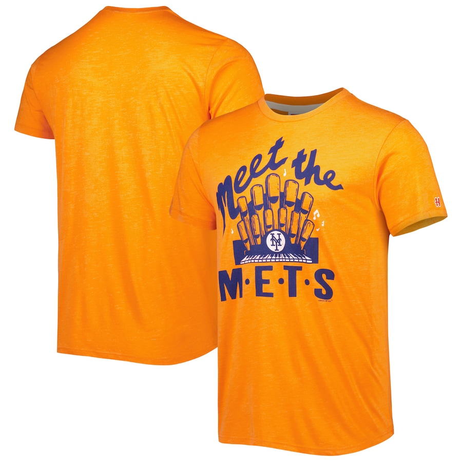 Men's New York Mets Homage Orange Hyper Local Tri-Blend T-Shirt Men's New York Mets Homage Orange Hyper Local Tri-Blend T-Shirt