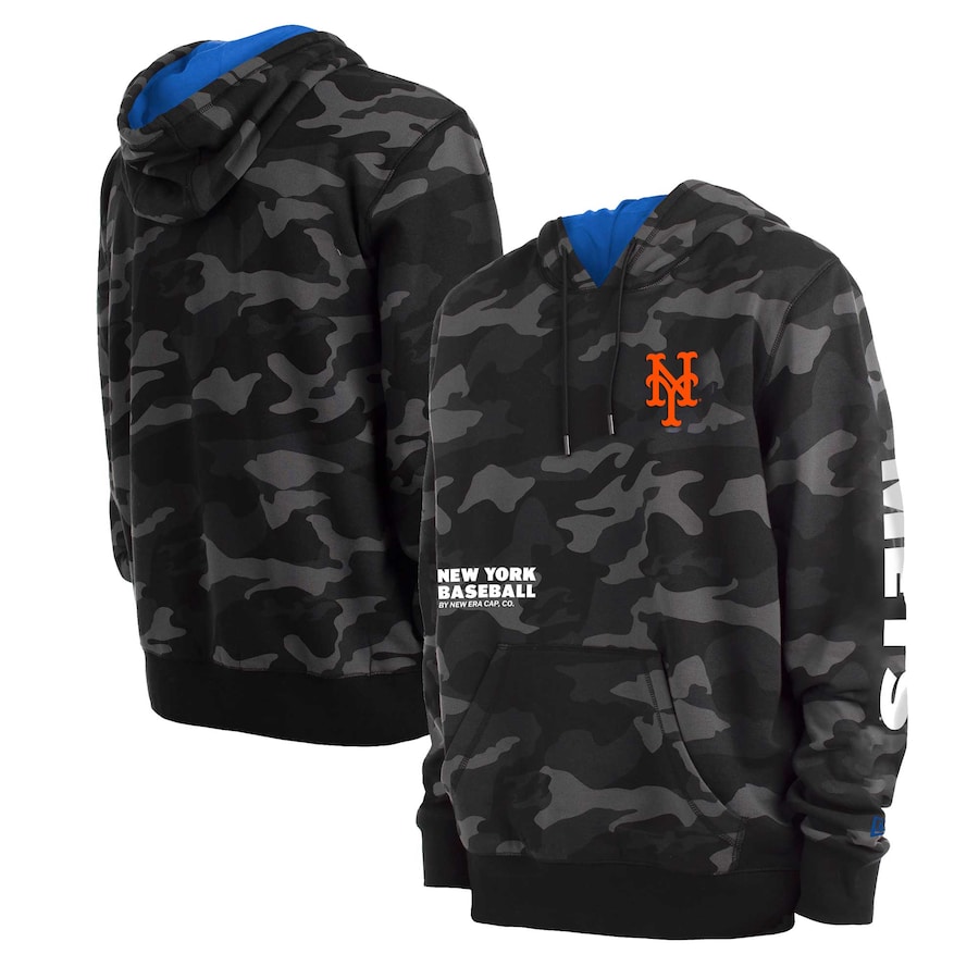 Men's New York Mets New Era Black Camo Pullover Hoodie Men's New York Mets New Era Black Camo Pullover Hoodie
