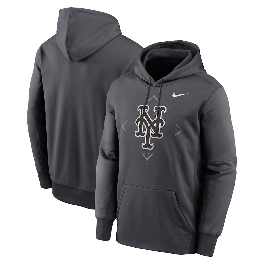 Men's New York Mets Nike Anthracite Bracket Icon Performance Pullover Hoodie