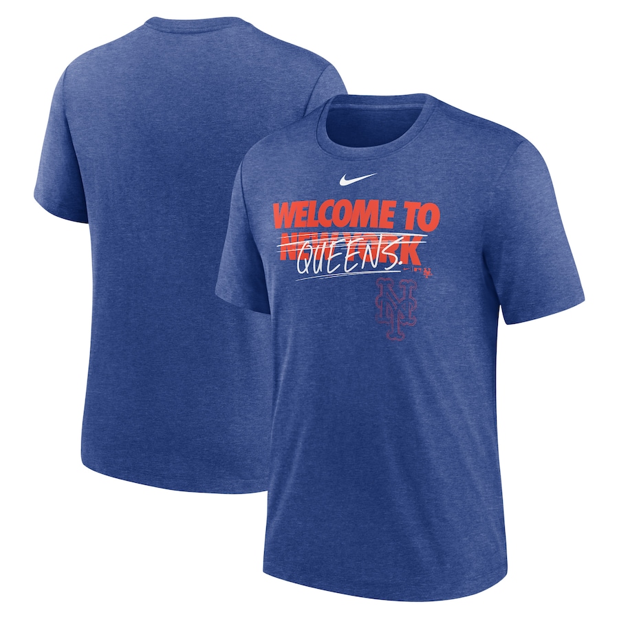 Men's New York Mets Nike Heather Royal Home Spin Tri-Blend T-Shirt Men's New York Mets Nike Heather Royal Home Spin Tri-Blend T-Shirt