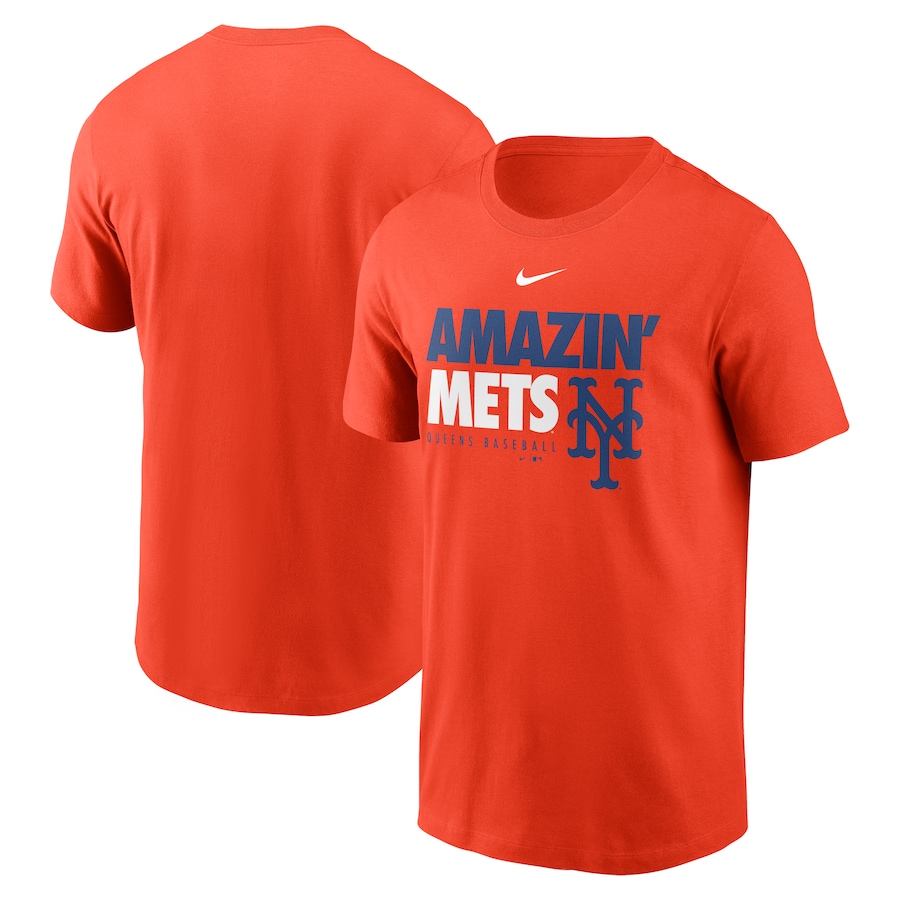 Men's New York Mets Nike Orange Amazin' Mets Local Team T-Shirt Men's New York Mets Nike Orange Amazin' Mets Local Team T-Shirt