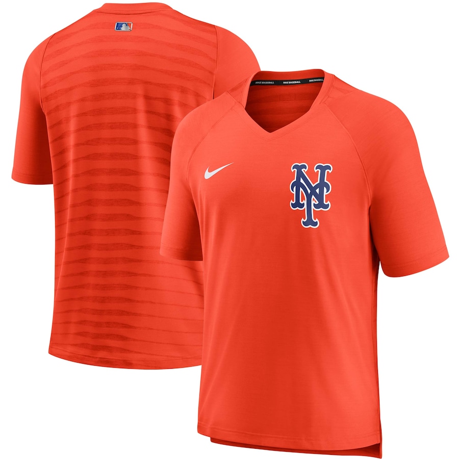 Men's New York Mets Nike Orange Authentic Collection Pregame Performance V-Neck T-Shirt Men's New York Mets Nike Orange Authentic Collection Pregame Performance V-Neck T-Shirt