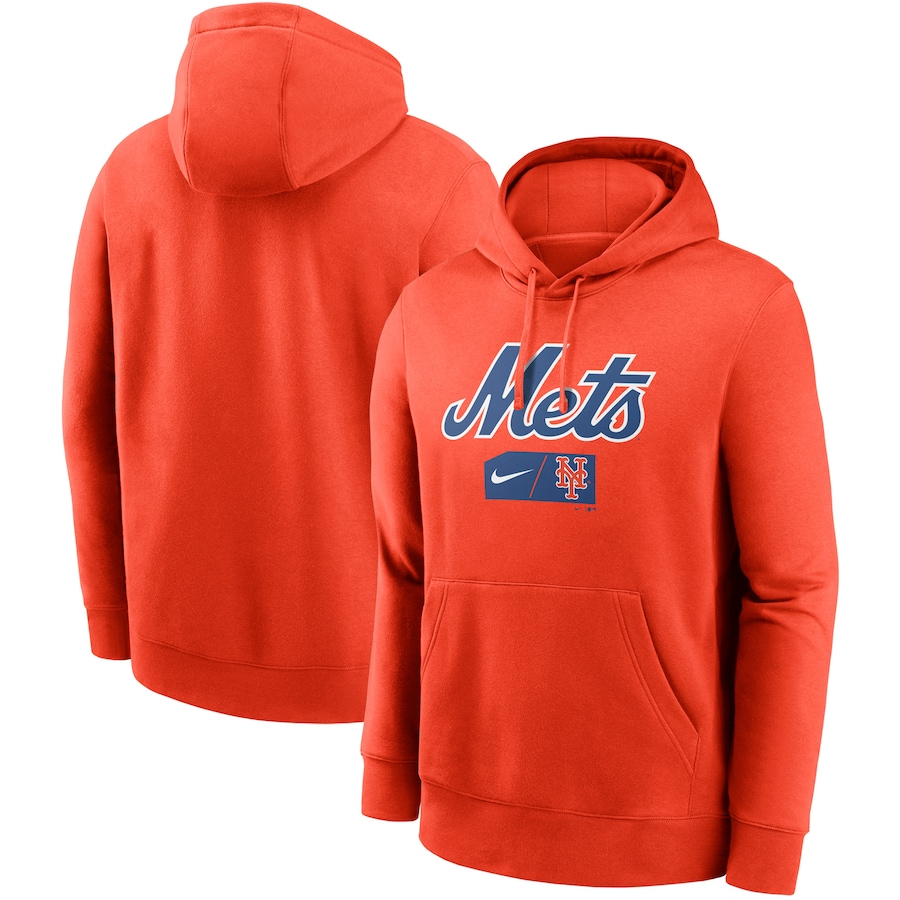 Men's New York Mets Nike Orange Team Lettering Club Pullover Hoodie Men's New York Mets Nike Orange Team Lettering Club Pullover Hoodie