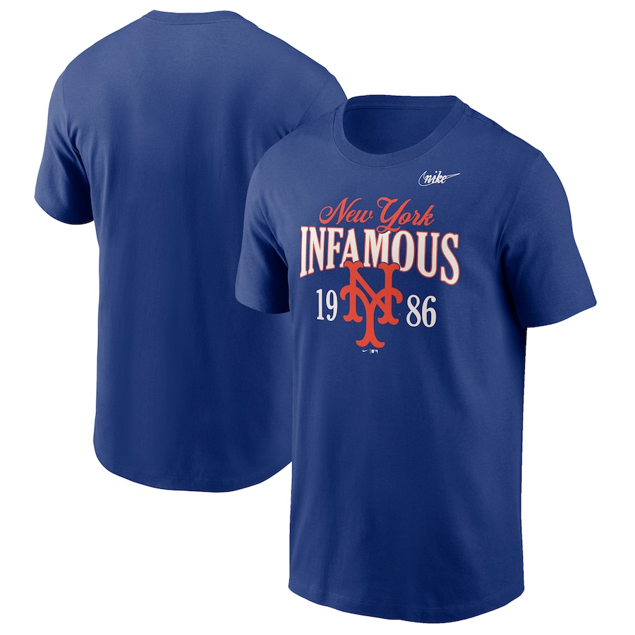 Men's New York Mets Nike Royal 1986 World Series 35th Anniversary Infamous T-Shirt Men's New York Mets Nike Royal 1986 World Series 35th Anniversary Infamous T-Shirt