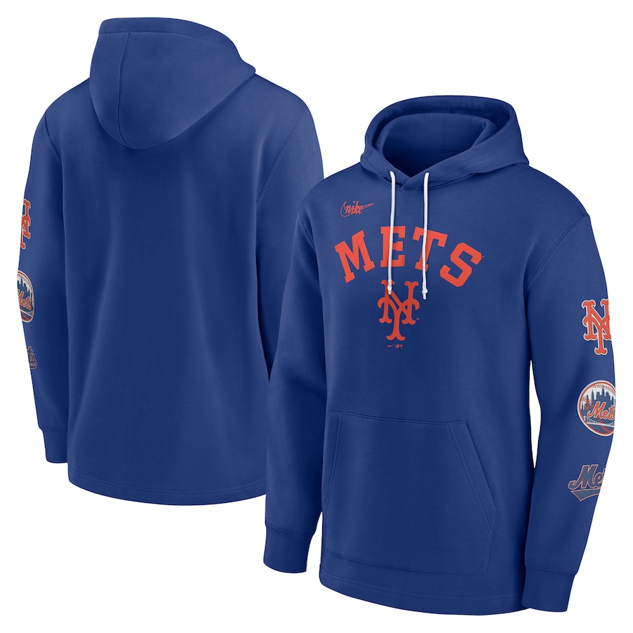 Men's New York Mets Nike Royal Rewind Lefty Pullover Hoodie