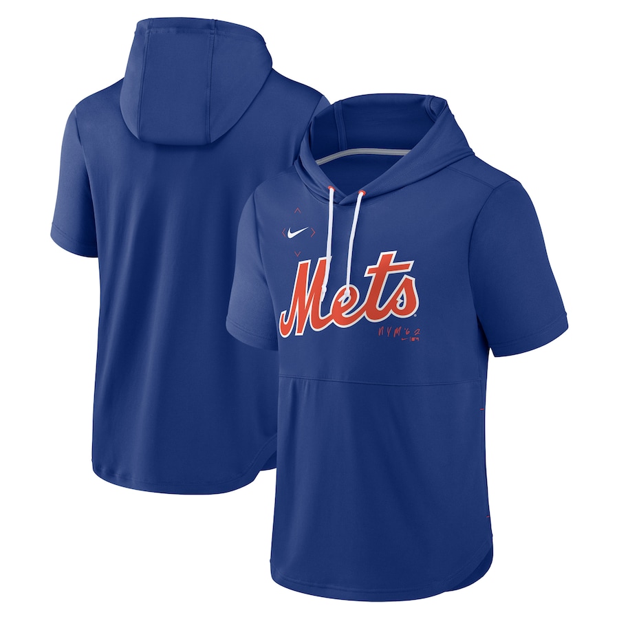 Men's New York Mets Nike Royal Springer Short Sleeve Team Pullover Hoodie Men's New York Mets Nike Royal Springer Short Sleeve Team Pullover Hoodie