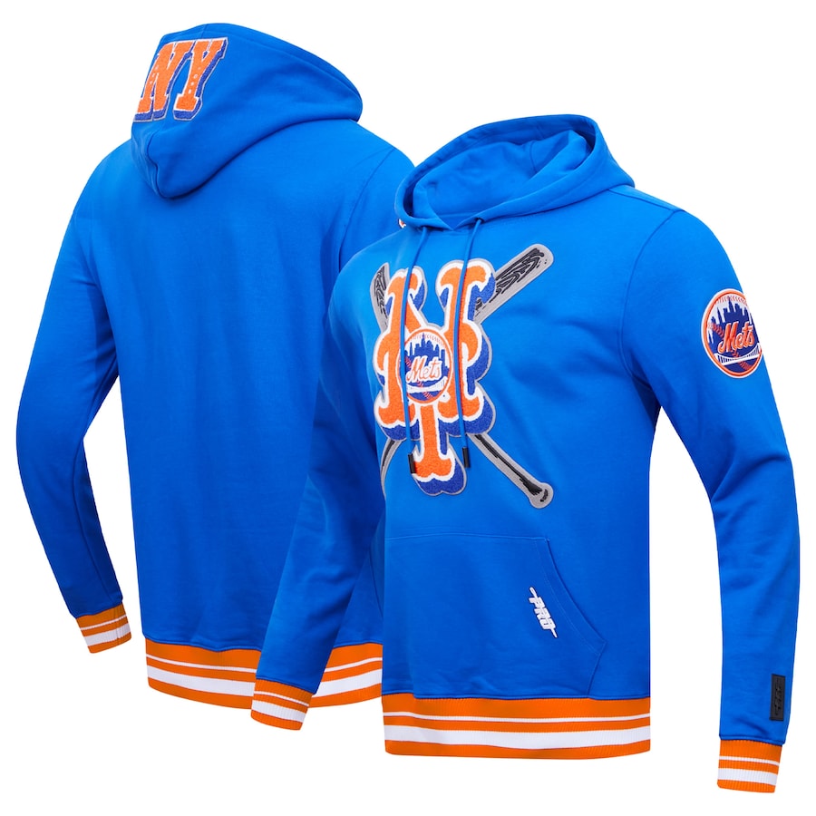 Men's New York Mets Pro Standard Royal Mash Up Logo Pullover Hoodie Men's New York Mets Pro Standard Royal Mash Up Logo Pullover Hoodie