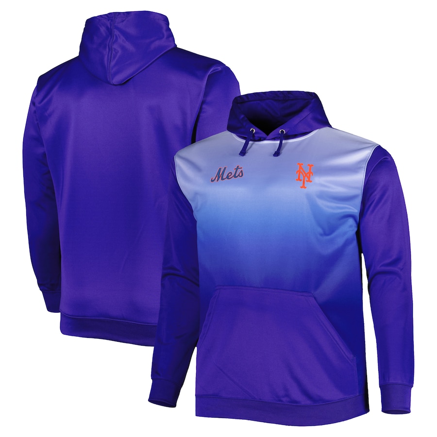 Men's New York Mets Royal Fade Sublimated Fleece Pullover Hoodie Men's New York Mets Royal Fade Sublimated Fleece Pullover Hoodie