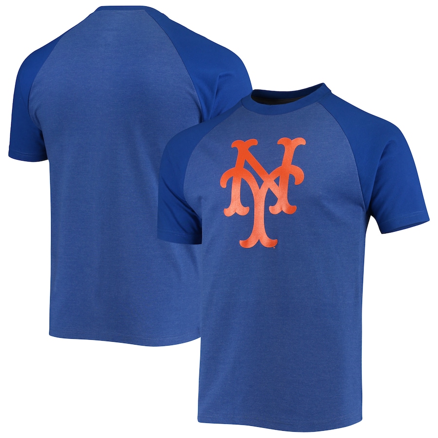 Men's New York Mets Stitches Heathered Royal Raglan T-Shirt