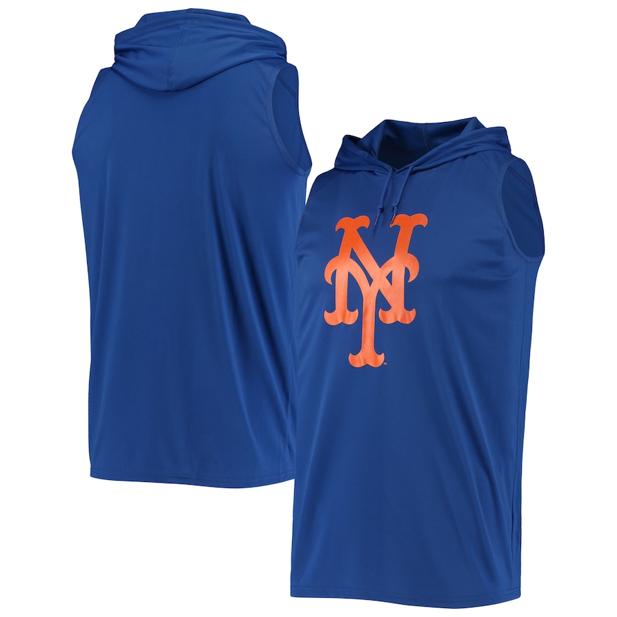 Men's New York Mets Stitches Royal Sleeveless Pullover Hoodie Men's New York Mets Stitches Royal Sleeveless Pullover Hoodie