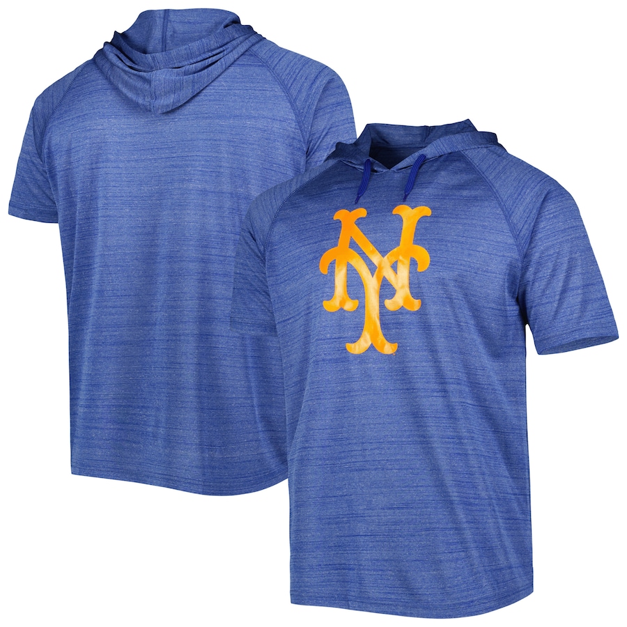 Men's New York Mets Stitches Royal Space-Dye Raglan Hoodie T-Shirt Men's New York Mets Stitches Royal Space-Dye Raglan Hoodie T-Shirt