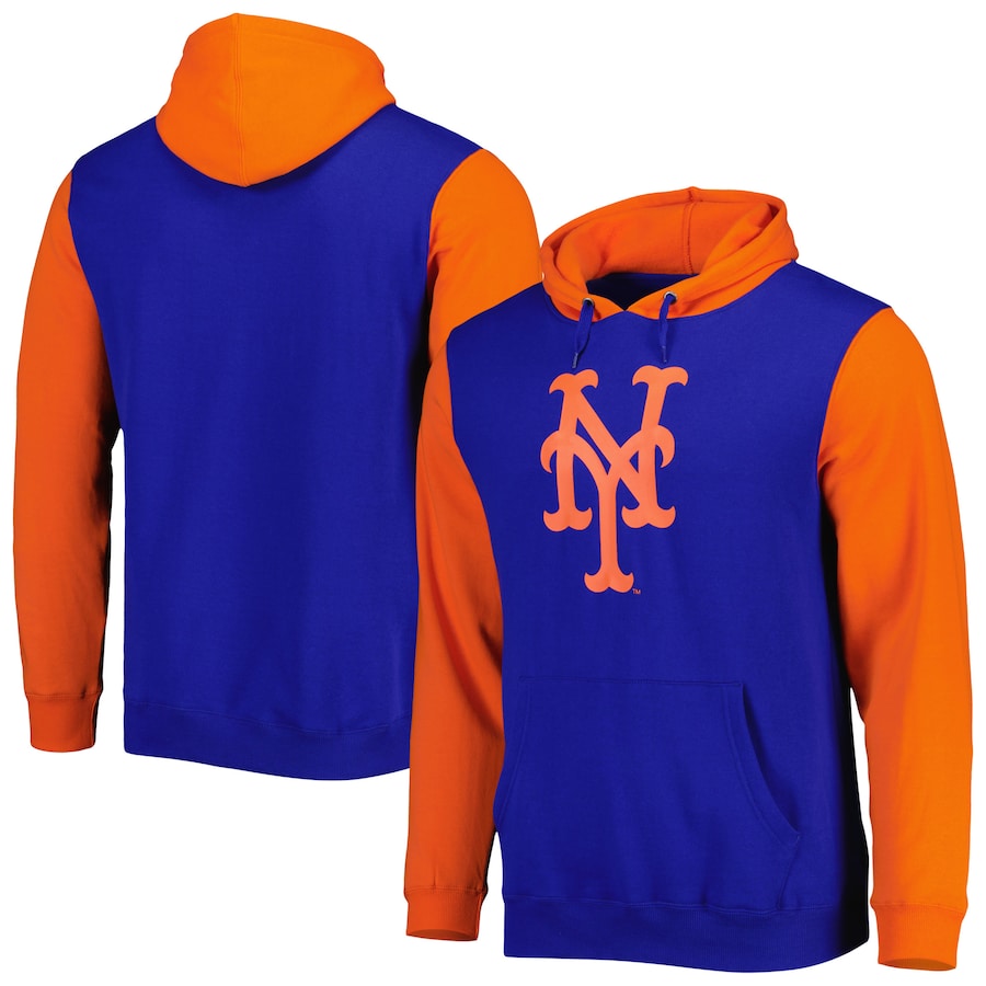 Men's New York Mets Stitches Royal/Orange Team Pullover Hoodie Men's New York Mets Stitches Royal/Orange Team Pullover Hoodie