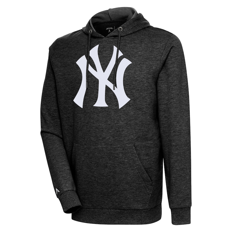Men's New York Yankees Antigua Heather Black Action Pullover Hoodie