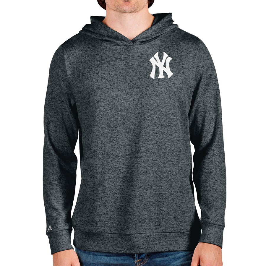 Men's New York Yankees Antigua Heathered Charcoal Absolute Pullover Hoodie