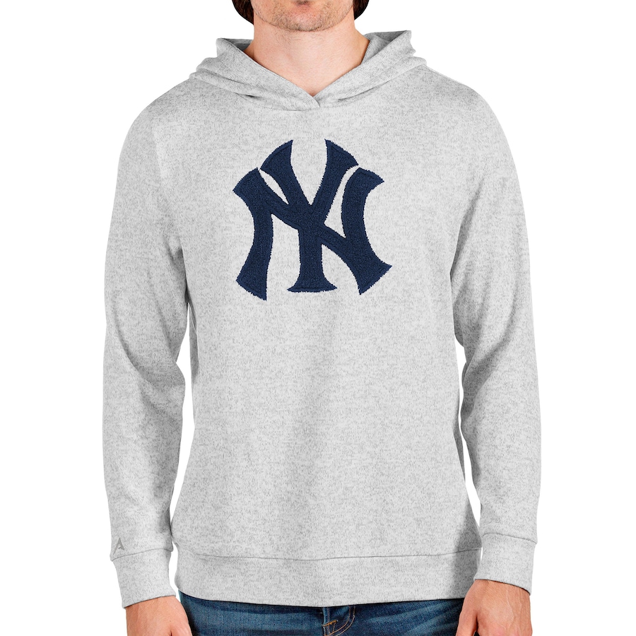 Men's New York Yankees Antigua Heathered Gray Team Logo Absolute Pullover Hoodie