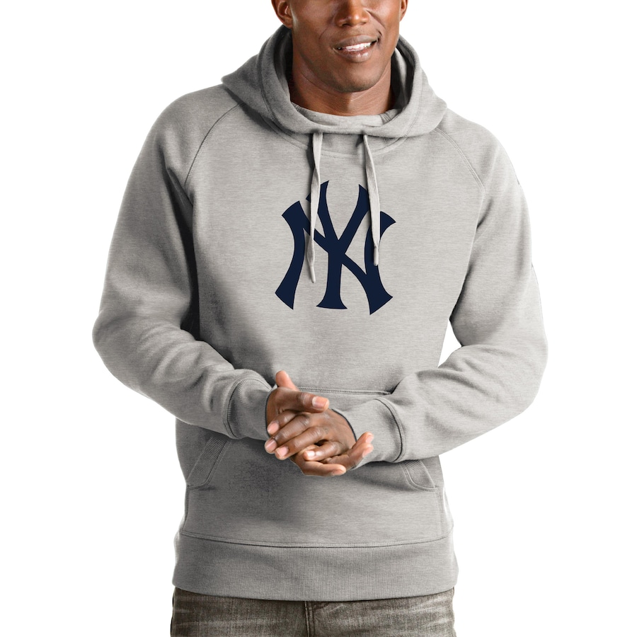 Men's New York Yankees Antigua Heathered Gray Victory Pullover Hoodie