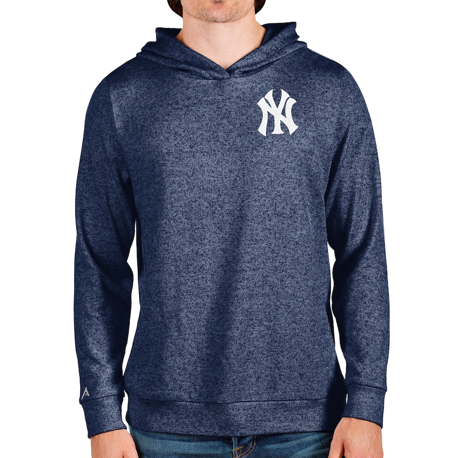 Men's New York Yankees Antigua Heathered Navy Absolute Pullover Hoodie
