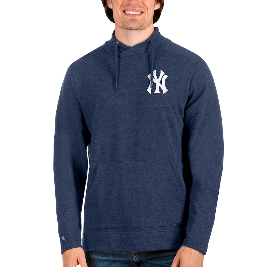 Men's New York Yankees Antigua Heathered Navy Team Reward Pullover Sweatshirt