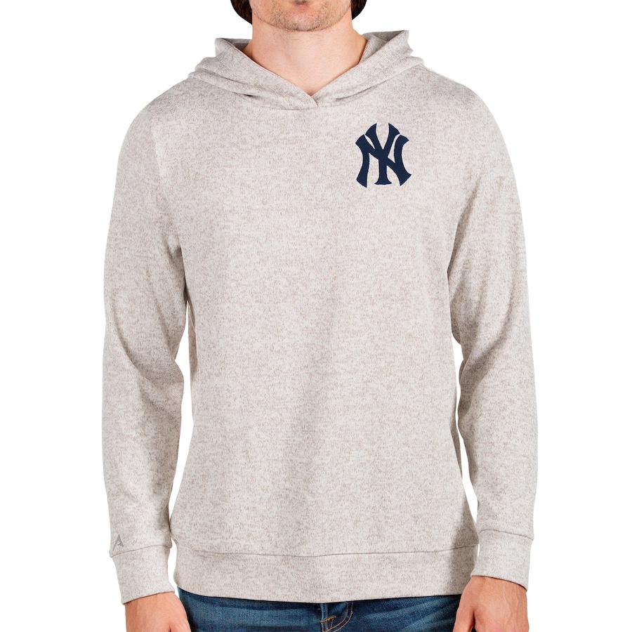 Men's New York Yankees Antigua Oatmeal Absolute Pullover Hoodie