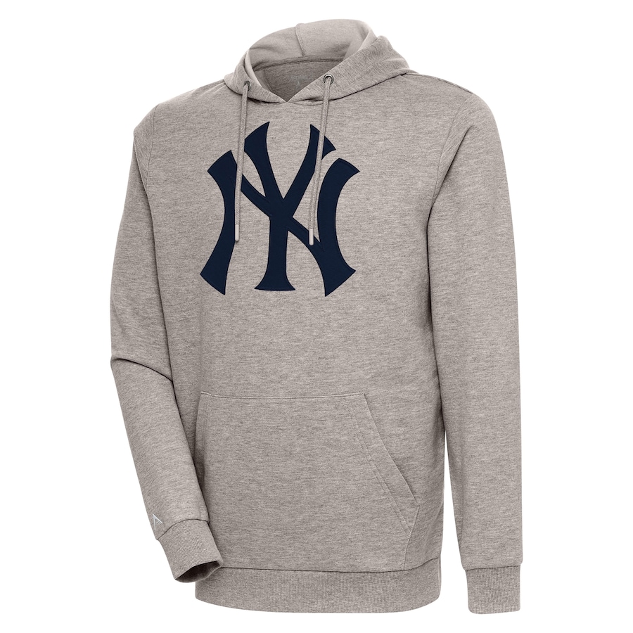 Men's New York Yankees Antigua Oatmeal Action Pullover Hoodie