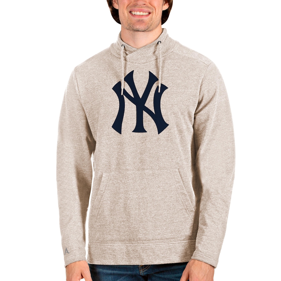 Men's New York Yankees Antigua Oatmeal Reward Pullover Sweatshirt