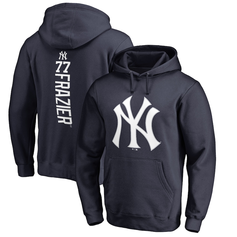 Men's New York Yankees Clint Frazier Navy Backer Pullover Hoodie Men's New York Yankees Clint Frazier Navy Backer Pullover Hoodie