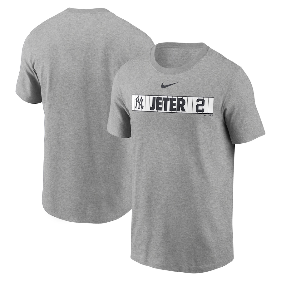 Men's New York Yankees Derek Jeter Nike Heathered Gray Locker Room T-Shirt Men's New York Yankees Derek Jeter Nike Heathered Gray Locker Room T-Shirt