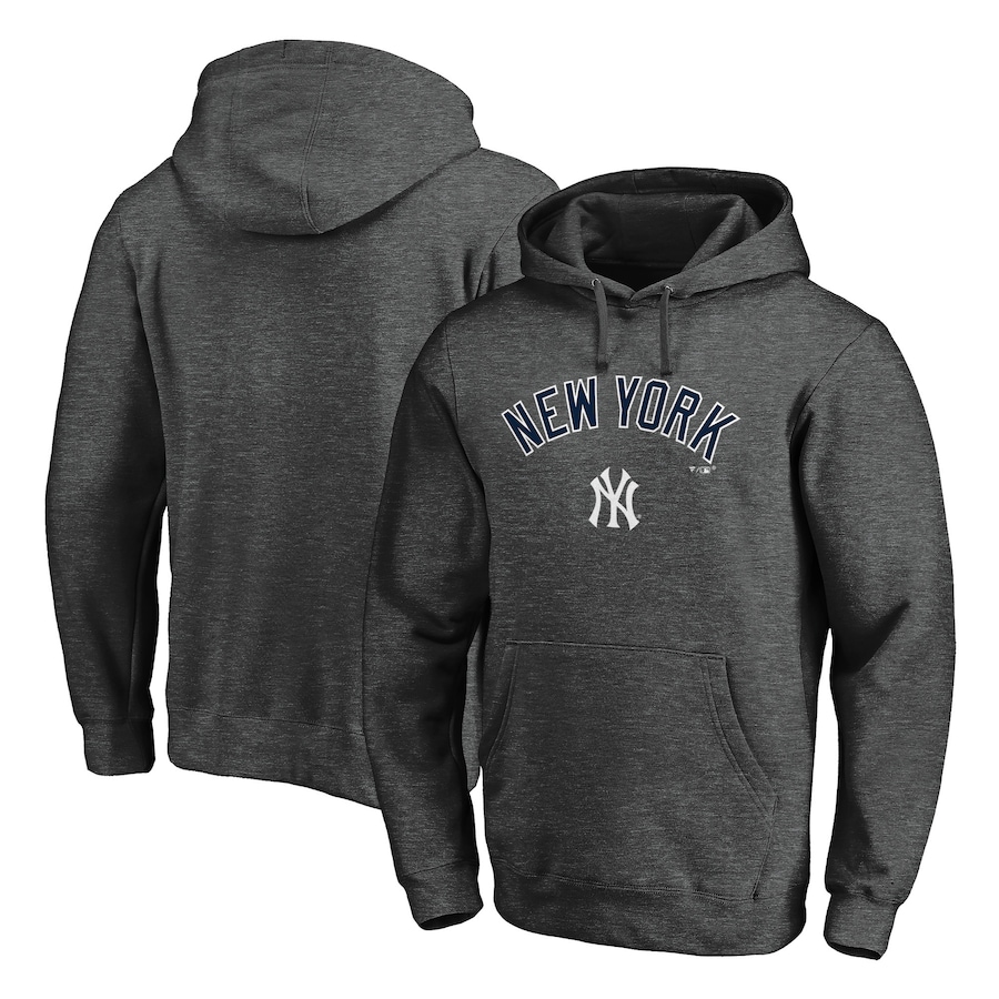 Men's New York Yankees Charcoal Team Lock Up Wordmark Pullover Hoodie Men's New York Yankees Charcoal Team Lock Up Wordmark Pullover Hoodie