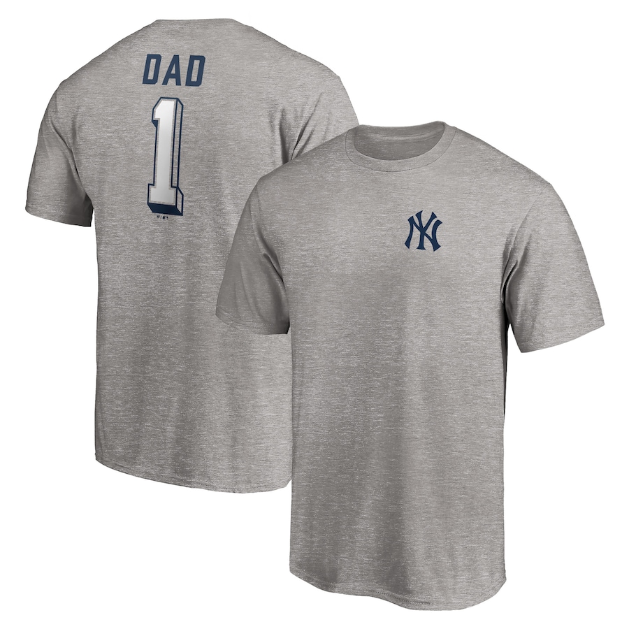 Men's New York Yankees Heather Gray Number One Dad T-Shirt