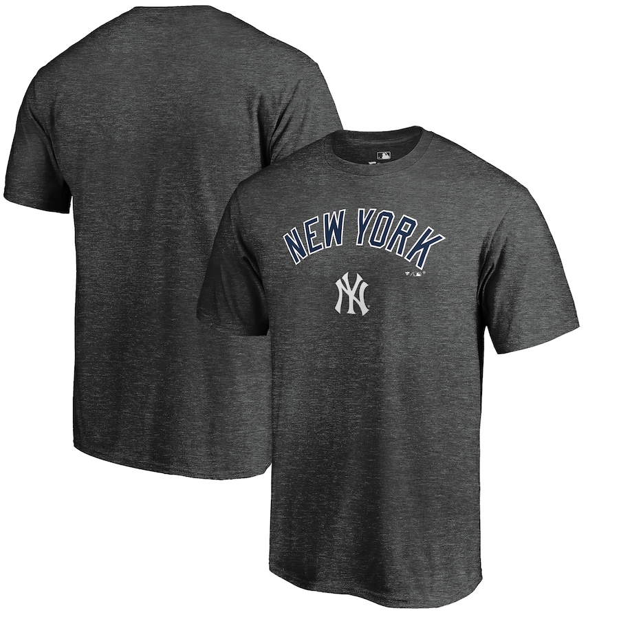 Men's New York Yankees Heathered Charcoal Team Lockup T-Shirt