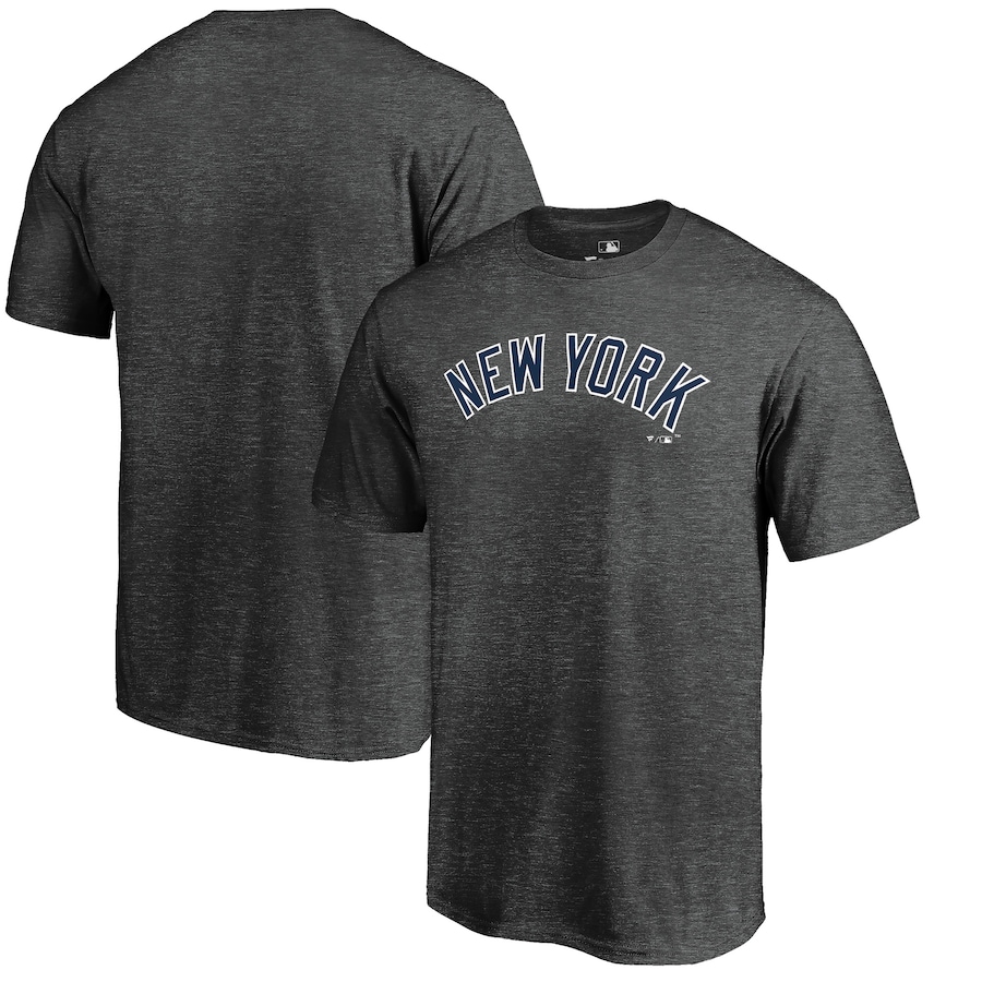 Men's New York Yankees Heathered Charcoal Team Wordmark T-Shirt Men's New York Yankees Heathered Charcoal Team Wordmark T-Shirt