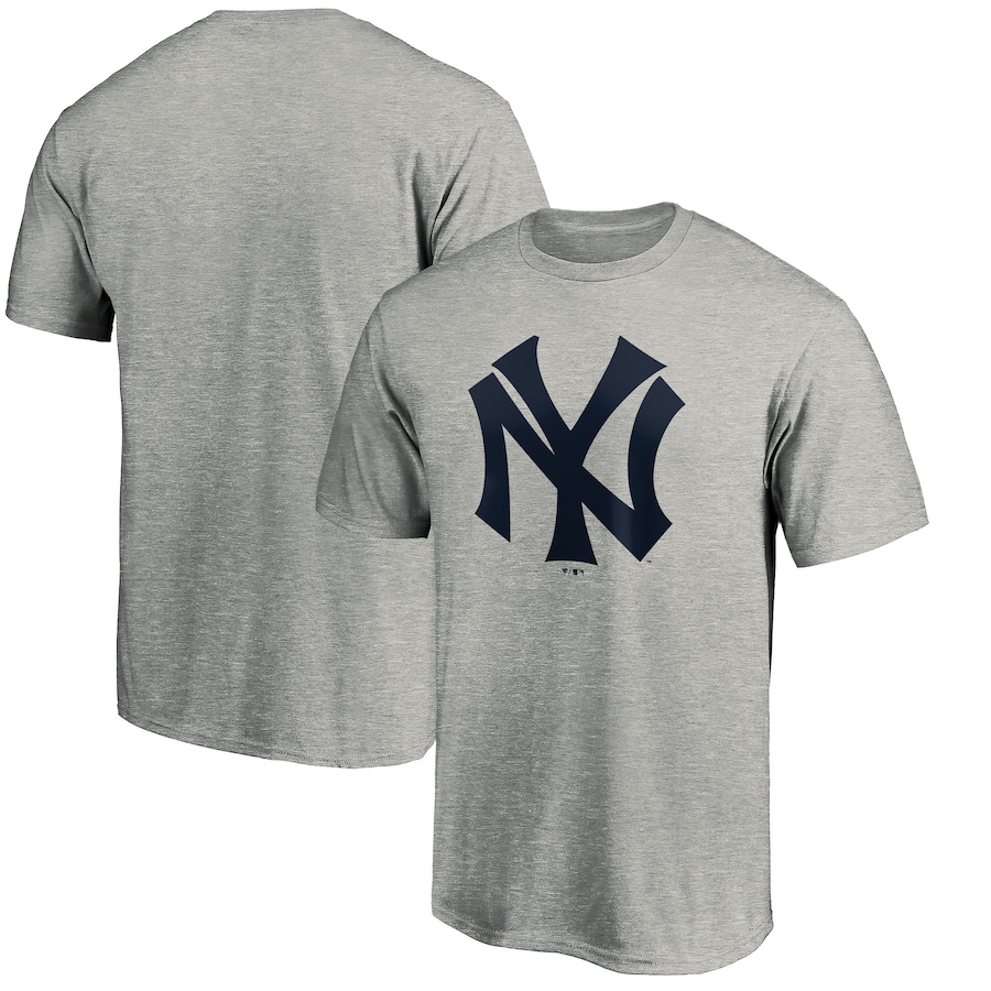 Men's New York Yankees Heathered Gray Cooperstown Collection Huntington Logo T-Shirt