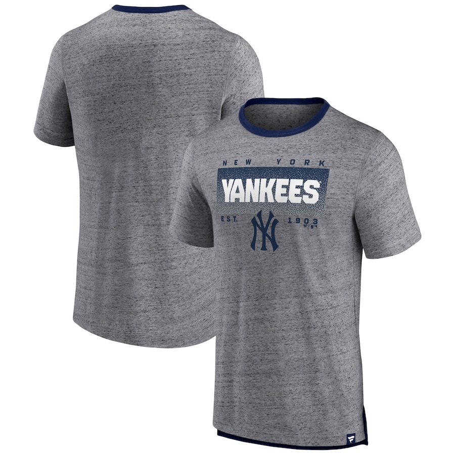 Men's New York Yankees Heathered Gray Iconic Team Element Speckled Ringer T-Shirt