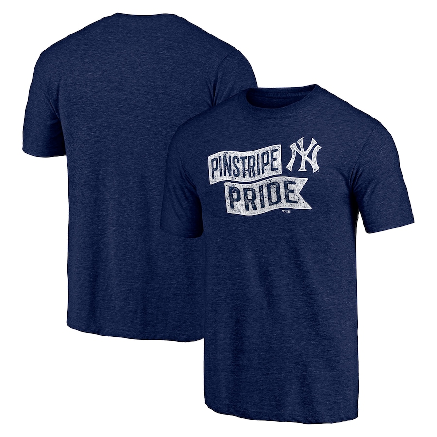 Men's New York Yankees Heathered Navy Hometown Pinstripe Pride T-Shirt