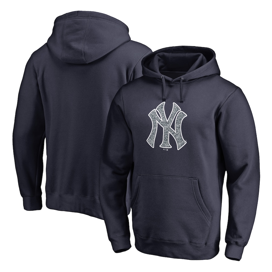 Men's New York Yankees Navy Static Logo Pullover Hoodie Men's New York Yankees Navy Static Logo Pullover Hoodie