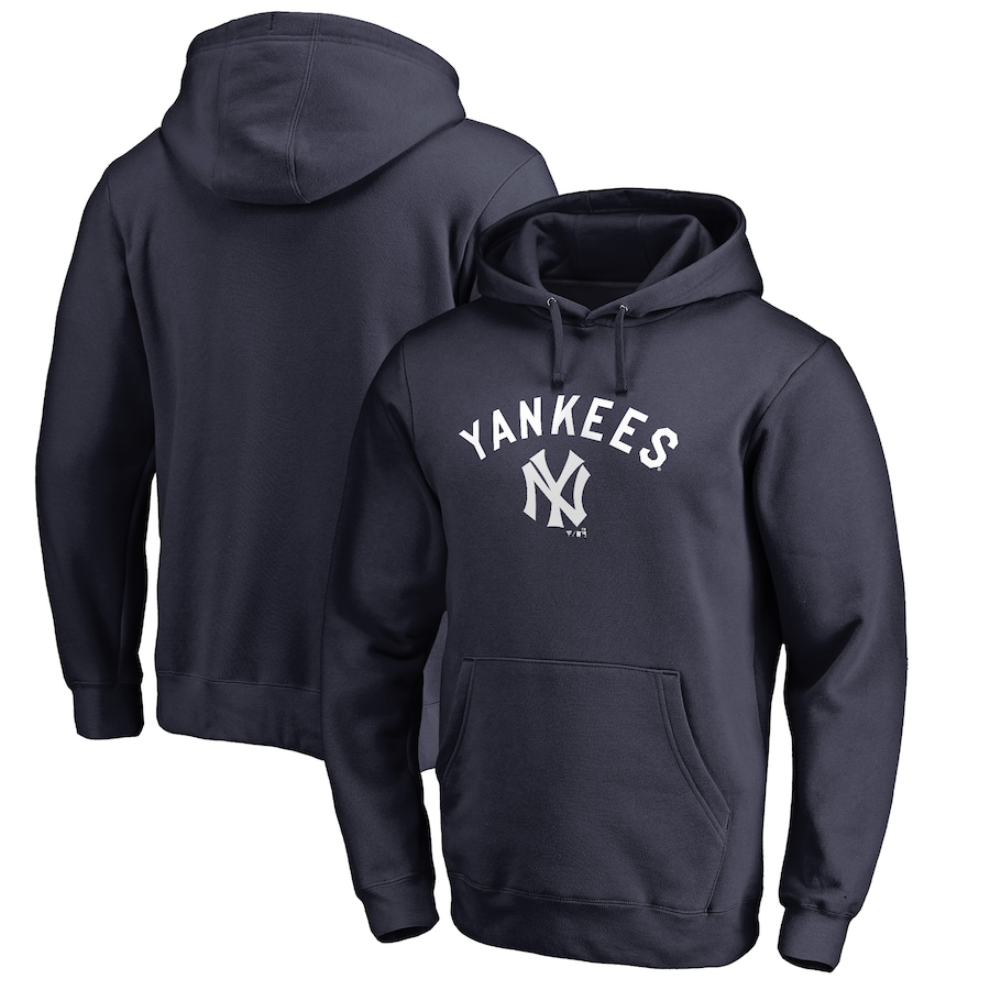 Men's New York Yankees Navy Vintage Cooperstown Collection Wahconah Fitted Pullover Hoodie