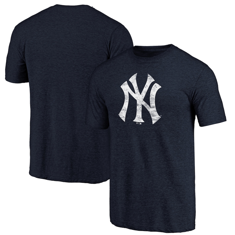 Men's New York Yankees Navy Weathered Official Logo Tri-Blend T-Shirt Men's New York Yankees Navy Weathered Official Logo Tri-Blend T-Shirt