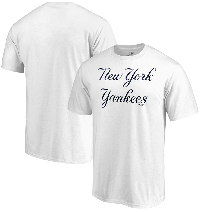 Men's New York Yankees White Script Wordmark T-Shirt