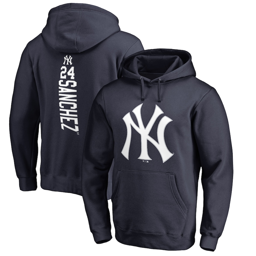 Men's New York Yankees Gary Sanchez Navy Backer Pullover Hoodie Men's New York Yankees Gary Sanchez Navy Backer Pullover Hoodie