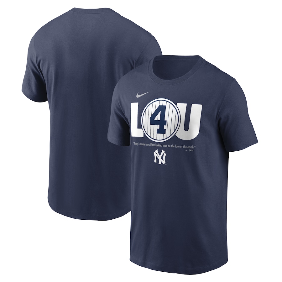 Men's New York Yankees Lou Gehrig Nike Navy Cooperstown Collection Lou Gehrig Day Retired Number T-Shirt Men's New York Yankees Lou Gehrig Nike Navy Cooperstown Collection Lou Gehrig Day Retired Number T-Shirt