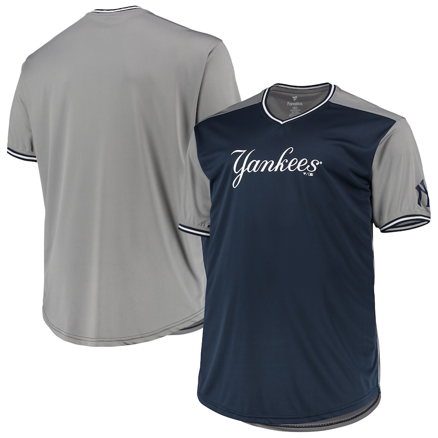 Men's New York Yankees Navy/Gray Solid V-Neck T-Shirt Men's New York Yankees Navy/Gray Solid V-Neck T-Shirt