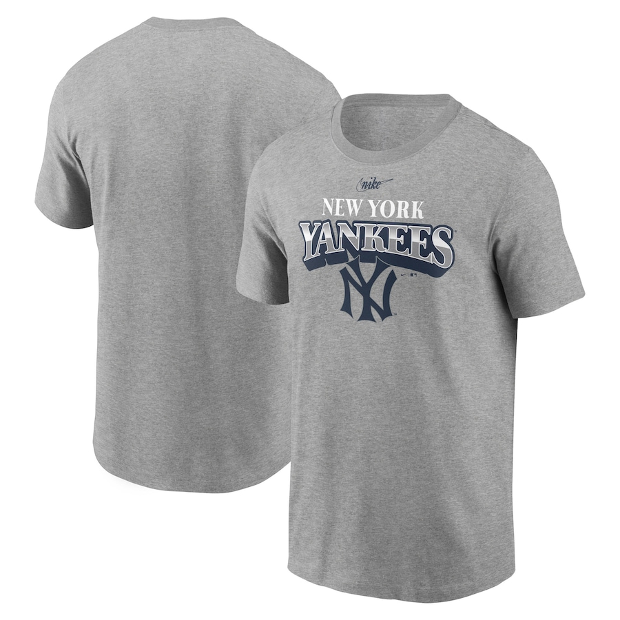 Men's New York Yankees Nike Heathered Charcoal Cooperstown Collection Rewind Arch T-Shirt