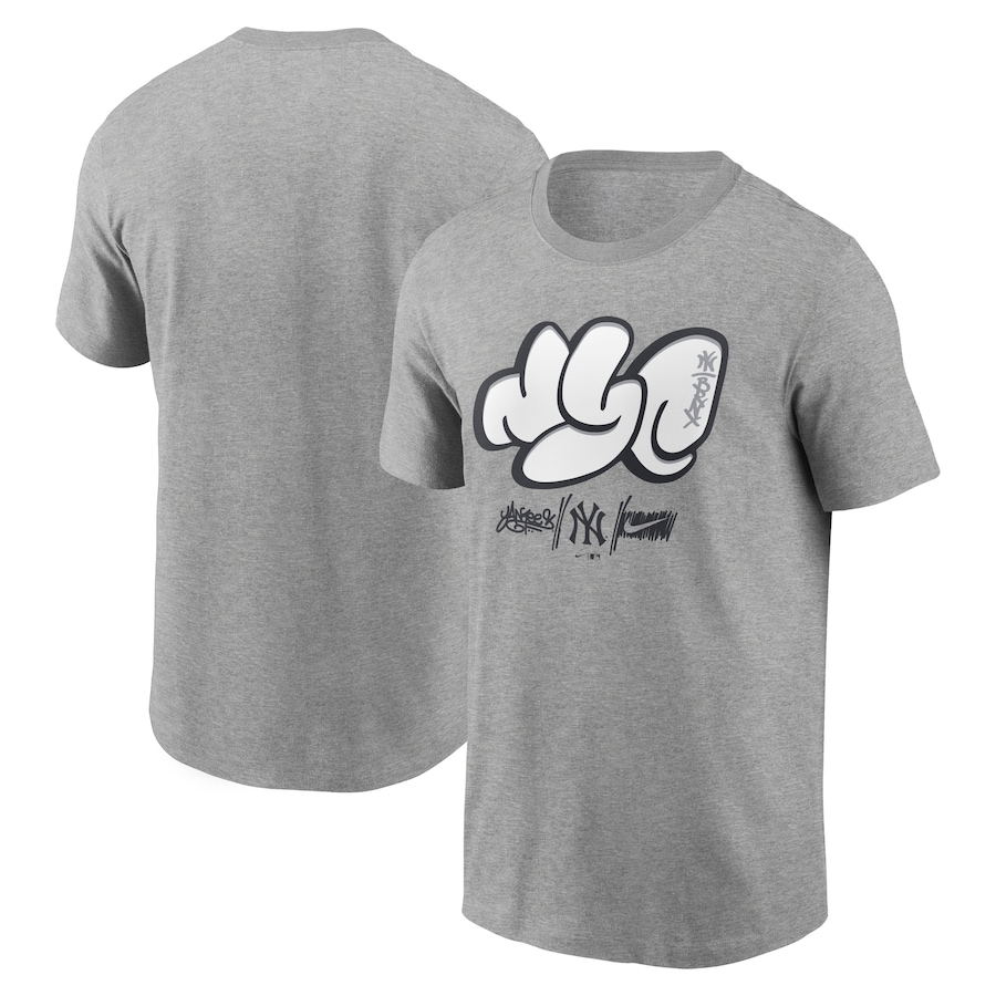 Men's New York Yankees Nike Heathered Gray Graffiti Art Local Team T-Shirt Men's New York Yankees Nike Heathered Gray Graffiti Art Local Team T-Shirt